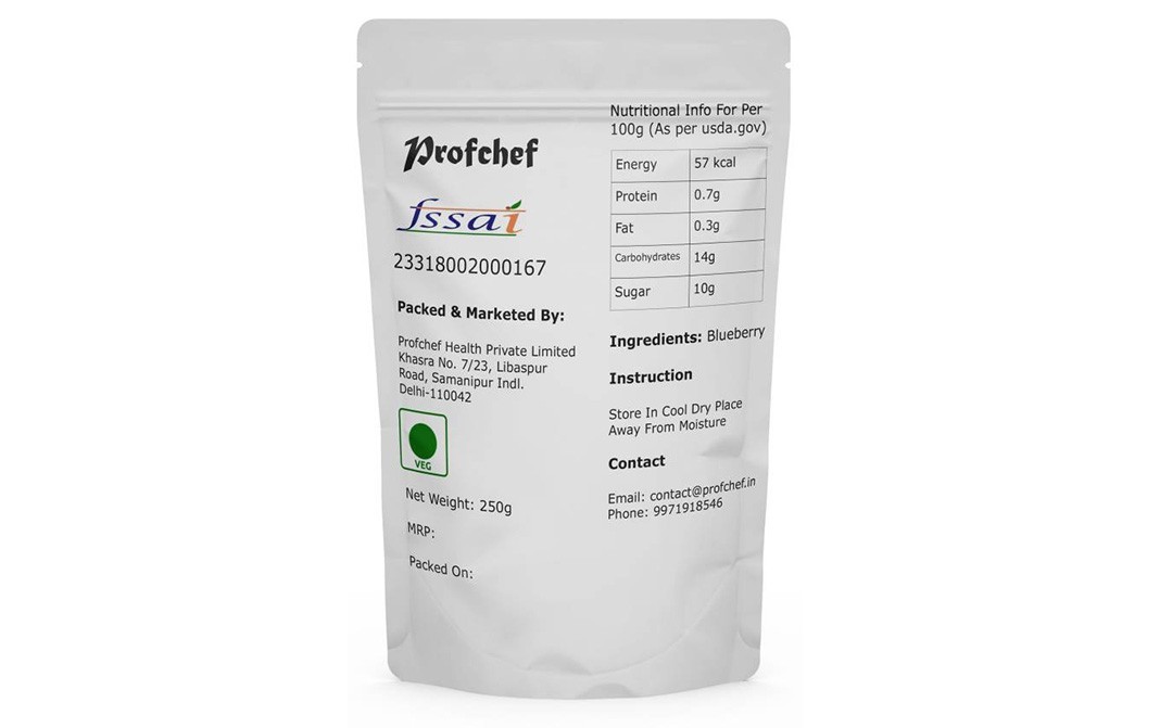 Profchef Blueberry (Premium Quality)    Pack  250 grams